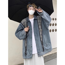 春季民族风拼接牛仔外套男女设计感小众独特别致情侣上衣，男装工装外套，星座1210-1