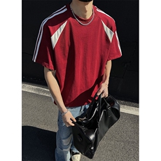 抖音得物二开品质240克宽松纯棉美式潮牌高街痞帅短袖T恤YQ42，男装T恤，电商A486-1