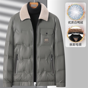 冬季男士羊毛翻领羽绒服男装商务休闲90鸭绒保暖外套YD82215-P198图片