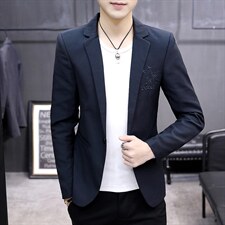 男装西服外套2023春秋季新款爸爸装上衣中年男士商务休闲纯色外套图片