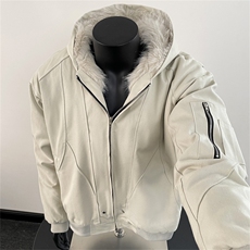 冬季毛领连帽棉服男美式宽松小众解构座山雕棉衣外套M0302-P78，男装棉衣，星座308B-2
