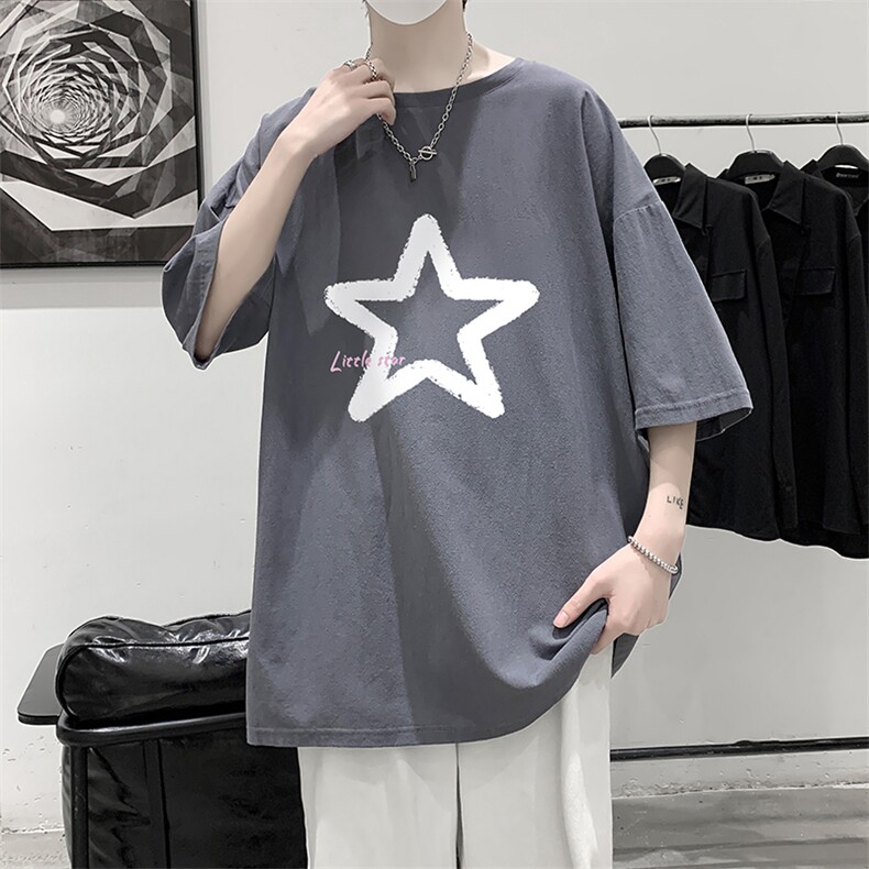 YT26286-P30亚麻短袖t恤男大码五分袖男宽松七分袖大皂风模特,男装T恤,电商A040