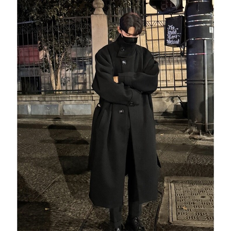 韩系中长款过膝毛呢大衣男秋冬英伦痞帅风衣外套812-F630-P128,男装风衣,星座812