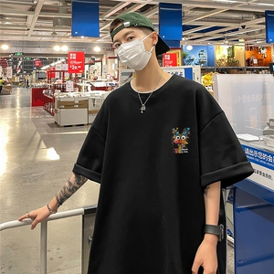 港风 24夏款个性百搭小龙印花圆领短袖T恤 T61122 P25控38图片