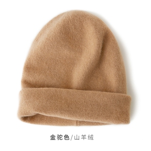 时尚保暖黑色山羊绒双层堆堆帽 舒适百搭冬季必备单品图片