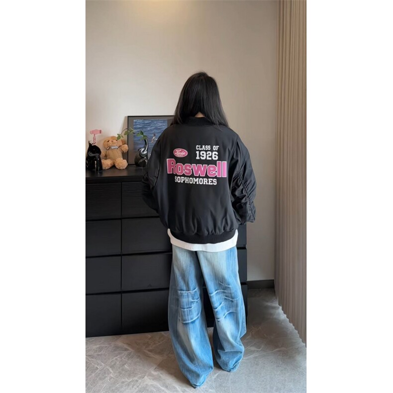 307A-zx06P78控118美式复古棉衣男女设计感痞帅潮牌宽松外套,男装棉衣,星座307A