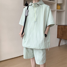 8XL-M休闲运动套装大码工装短袖冰丝薄款连帽户外防晒衣TZ1701P68，男装休闲套装，电商B238