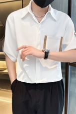 夏季男士七分袖印花衬衫男休闲修身条纹衬衣A236-C03-P45，男装衬衫，电商A236