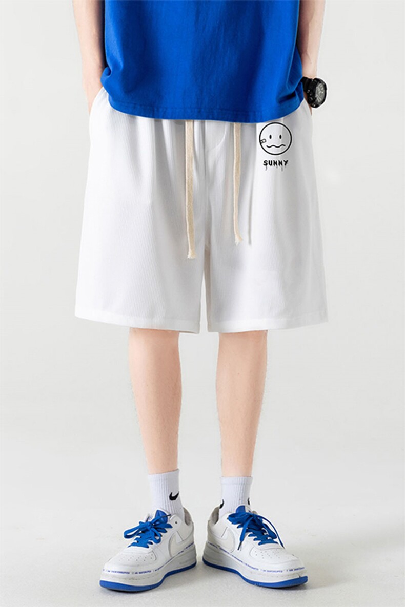 HD74072-P22华夫格短裤男大码宽松五分裤男直筒中裤,男装休闲裤,电商A040