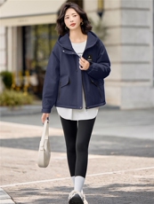 休闲连帽夹棉加厚冲锋衣外套女2025秋冬新款宽松百搭派克服薄棉服，女装棉衣/棉服，悦祺