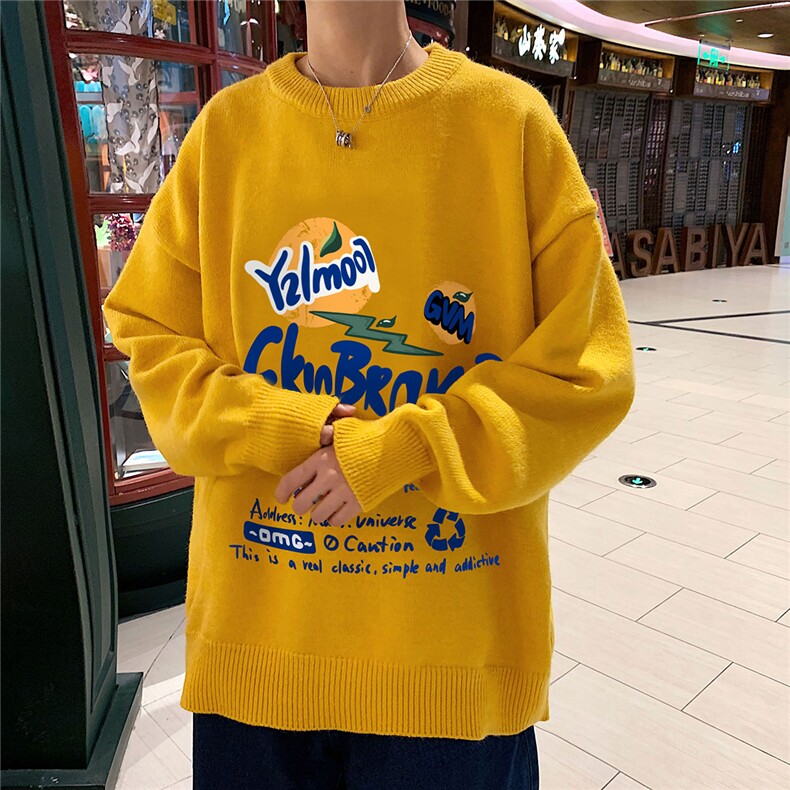 1港风新款宽松休闲中性情侣潮流印花毛衣男外套7981P48加绒P55,男装针织衫/毛衣,星座226-2