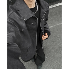 特批P60无差价2025春设计感铆钉扎染夹克男时尚潮机车服外套J5201，男装夹克，电商A001-1