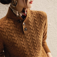 2025年秋季时尚百搭通勤简约休闲加厚三扣衫，女装羊毛衫，美雪羊绒