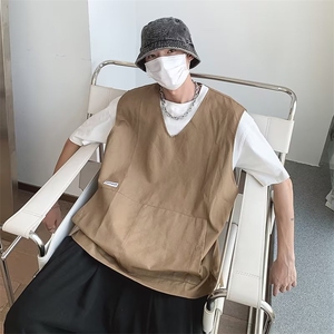 马甲男韩版潮流高街帅气个性2023春夏季ins宽松百搭外套W4702-P32图片