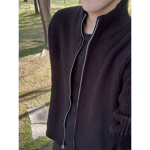重磅秋冬北极绒开衫毛衣美式复古休闲慵懒风男女立领针织衫外套图片