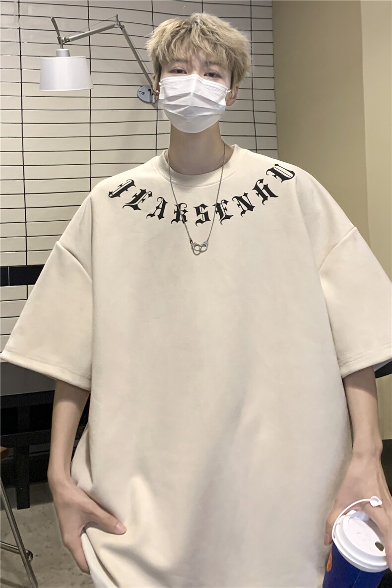 夏季新款潮流字母印花T恤男生宽松潮牌短袖上衣JK23234-p35-控48,男装T恤,星座605(原A050)