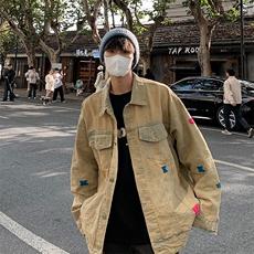 美式街头黄泥水洗做旧复古牛仔衣男女宽松潮牌夹克外套JK5526/P78，男装夹克，星座506