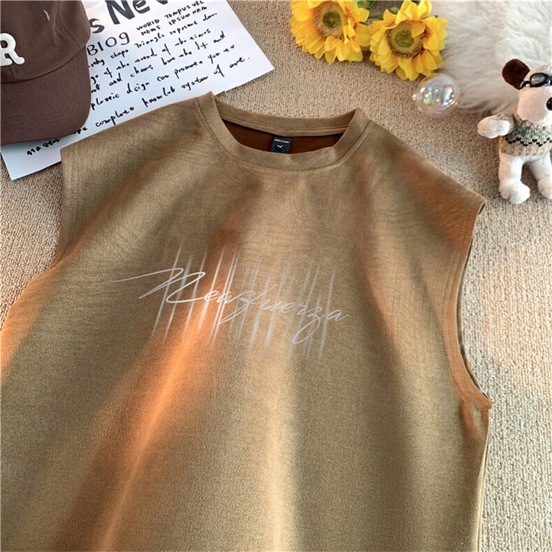 可设48小时发货支持抖音得物来样二开240克重磅美式麂皮绒背心t恤，男装T恤，电商A486