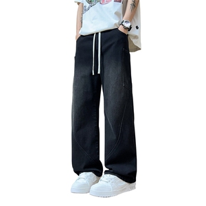 C038-P45 春夏新款牛仔裤男士休闲宽松系绳直筒裤子【控79】M-5XL图片