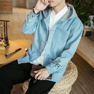秋冬 大码风牛仔夹克麒麟刺绣复古唐装潮外套 JK16/P125图片