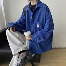 秋冬日系复古灯芯绒加绒加厚长袖衬衫外套港风保暖潮男H222/P65，男装衬衫，电商A221A
