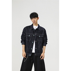 2025新款净版水洗翻领潮流牛仔夹克情侣款外套N2601/P105，男装工装外套，星座202