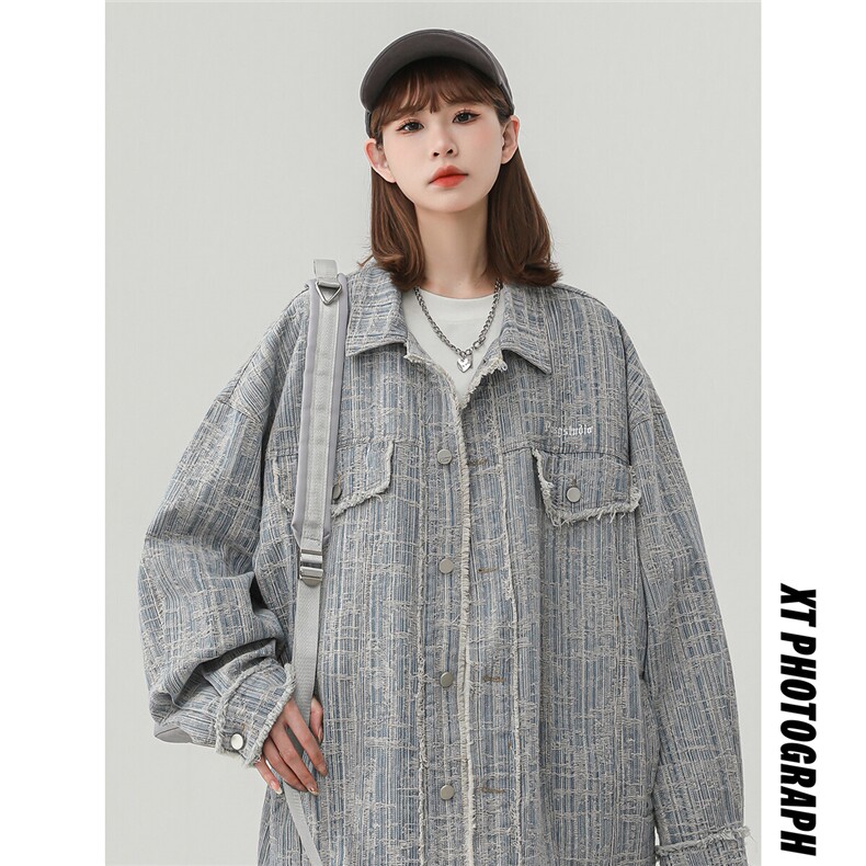 中性风牛仔夹克外套 JK9004-P88控价128，85%棉15%聚酯纤维现货图片