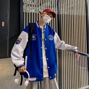 春秋季新款男士棒球服拼皮时尚夹克百搭情侣款美式外套503/P54图片