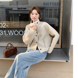洋气时髦短款毛呢外套女2025秋冬季新款韩版显瘦气质双面羊毛上衣