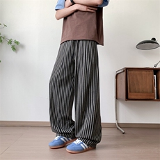 美式条纹宽松男女款夏季运动速干直筒休闲长裤子K0563-P48，男装休闲裤，星座308B-1