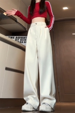 特批P55无差价秋新褶皱毛呢拖地长裤男高级感呢料中性阔腿裤K1568，男装休闲裤，电商A001