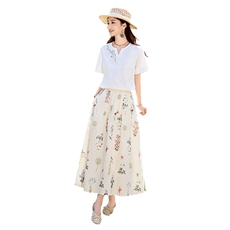 稀有RARE自制植物花朵系列半裙法式甜美清新半身裙女百搭中长裙，女装半身裙，倪叶myz