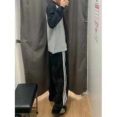 【有货】三条杠裤子男夏季直筒休闲美式高街条纹运动裤WK01CC-P48，女装休闲裤，星座1007（原301D）