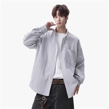 衬衫男春季新款港风宽松大码条纹长袖衬衣CS801-特P29，男装衬衫，星座214-3