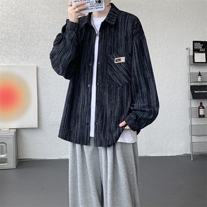 衬衫男秋季新款港风宽松灯芯绒扎染长袖衬衣CS3097-P42图片