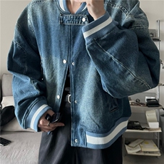 美式复古宽松水洗牛仔外套短款棒球服夹克休闲百搭夹克HH8348P80，男装工装外套，星座1013-5