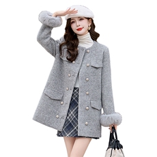 主推新款现货冬小香白鸭绒羽绒气质保暖冬装真袖毛毛可脱卸外套，女装羽绒服，丽美静依