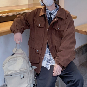 2026春秋装灯芯绒复古工装夹克立体多口袋外套 JK8668/特P75 咖色图片