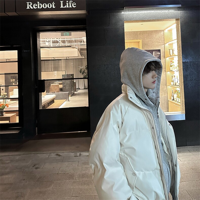 405A美式高街个性连帽设计假两件pu皮棉服MY24920-P158控188,男装棉衣,星座405A