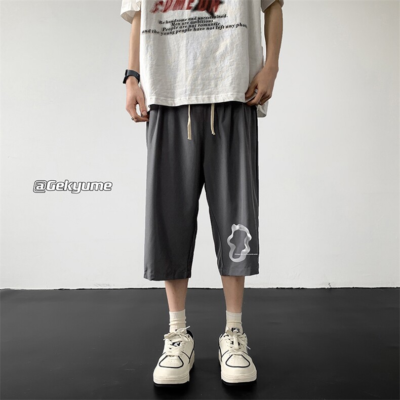 冰丝七分裤男大码速干短裤男五分裤黑地板风格QK72390-P25,男装休闲裤,电商A040