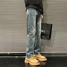 潮牌高街牛仔裤修身小脚闪电纹长裤610A-1-K3703-P65，男装牛仔裤，星座610A-1