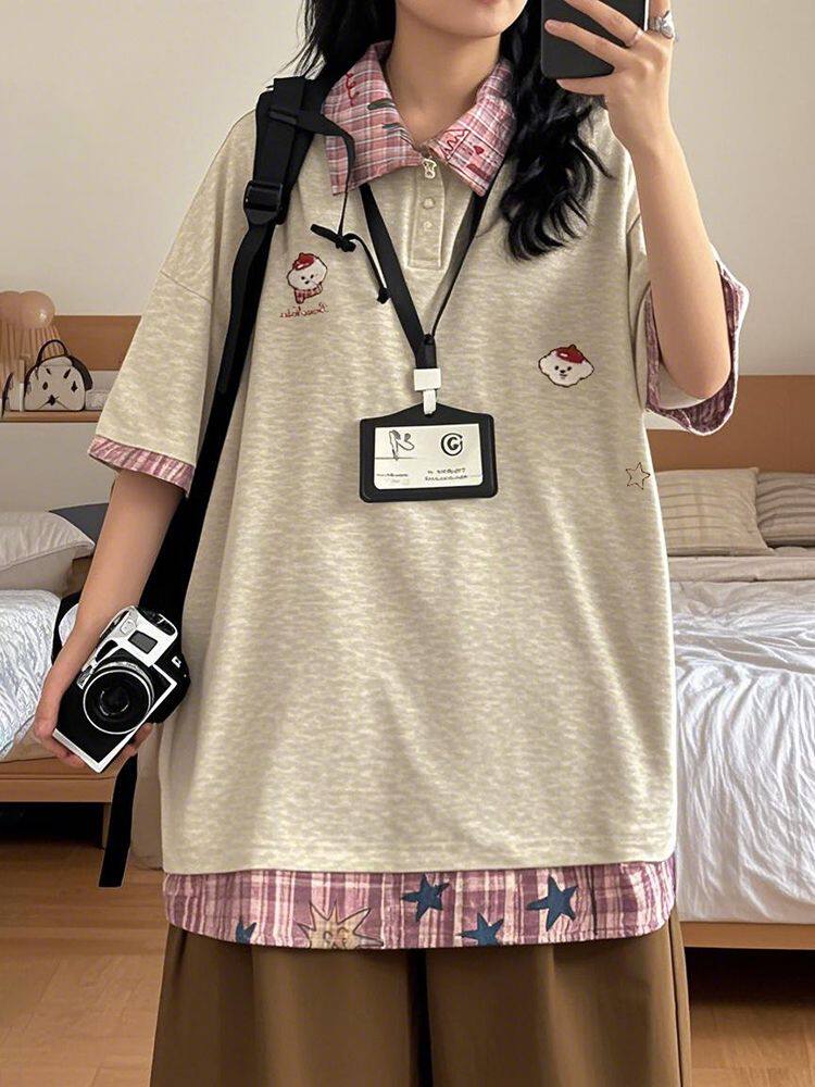 H1058-p35POLO领情侣体恤刺绣卡通短袖,男装T恤,星座617A-2