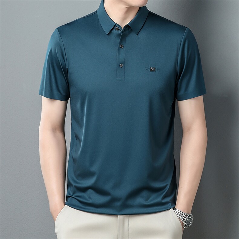2023夏季男士短袖T恤翻领无痕休闲中年男士POLO衫潮宽松百搭男装图片