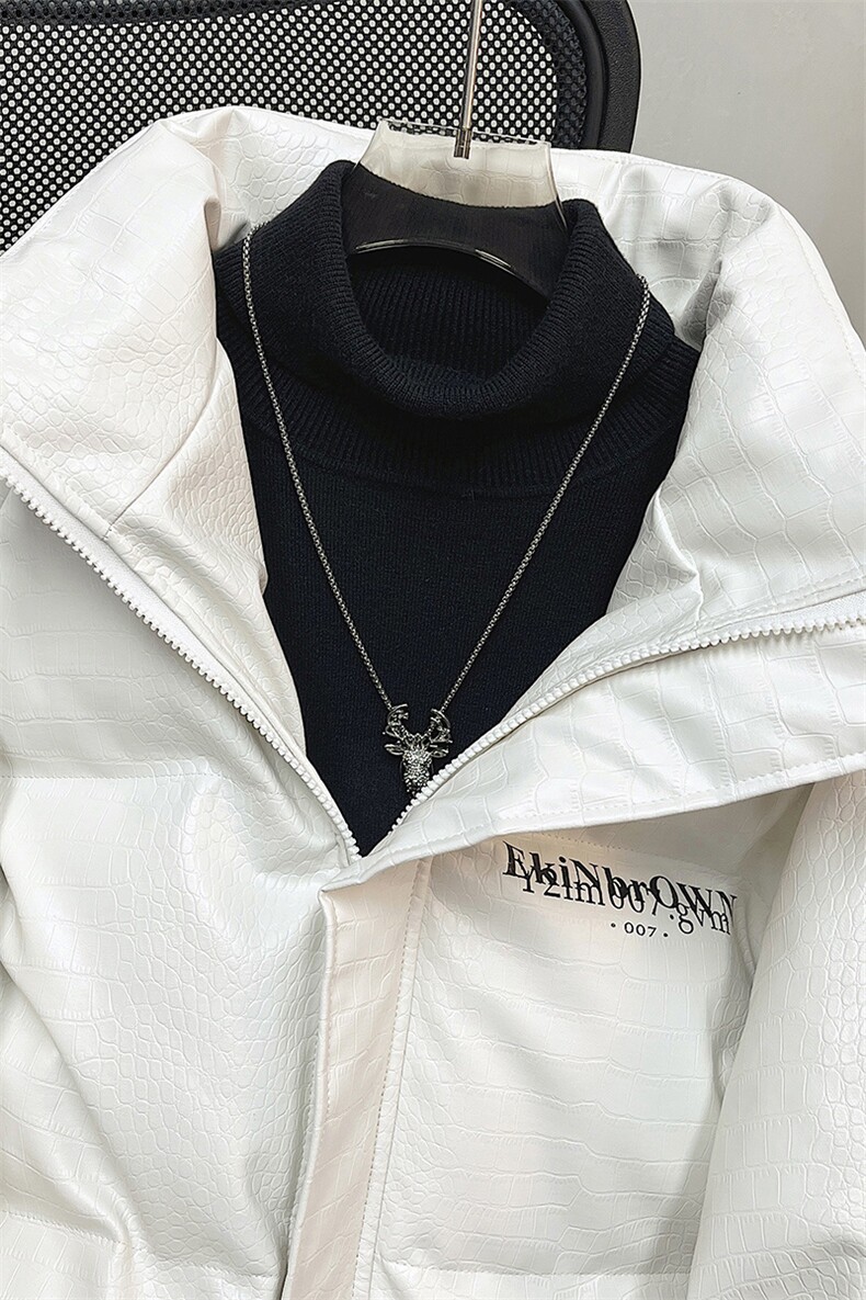 中性风平铺鳄鱼纹棉衣男手塞棉夹克PU皮棉服外套男8507P120控158,男装夹克,星座226-1