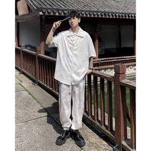 夏季风套装唐装宽松短袖中式衬衣长裤TCK02P75