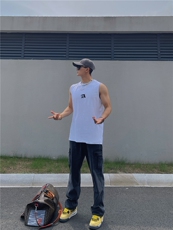 美式复古背心健身显肌肉无袖t恤纯棉重磅小领口坎肩运动汗衫，男装T恤，星座310A-4