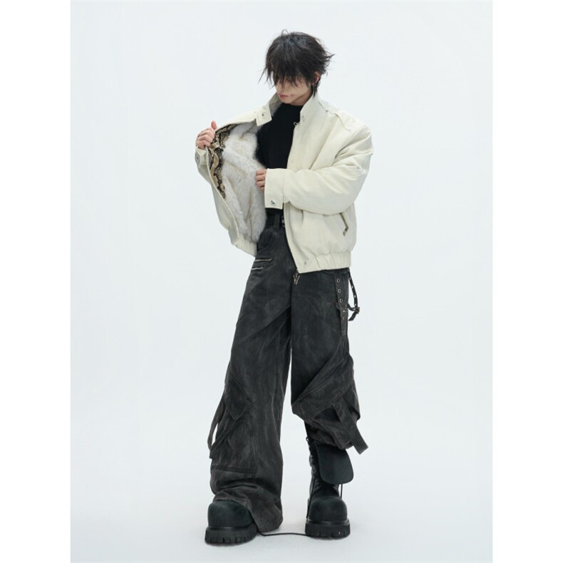 C316MY8446P178秋冬新款棉服座山雕毛领外套可拆卸帽子棉衣,男装棉衣,电商C316