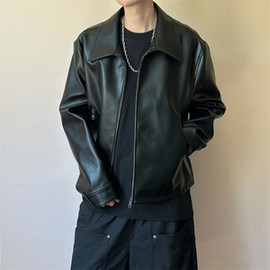 秋季新款短款夹克皮衣潮男设计感上衣外套A351-AP2595-P100图片