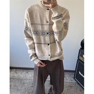 美式复古费尔岛高智提花肌理高级感毛衣男针织衫外套潮LTK766-P58图片