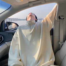 抖音得物二开25秋冬装美式全棉可翻领立领卫衣半拉链外套CM11，男装卫衣，电商A486